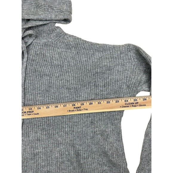 Banana Republic Womens Knit Sweater Size S Gray V-Neck Hooded Cropped Drawstring - Picture 5 of 9
